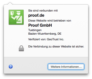 shop.proof.de: Επισκόπηση πιστοποιητικού SSL