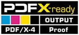 PDF-X/4 verilerinin kanıt çıktısı için sertifikasyon amacıyla Proof GmbH'nin PDFX sertifikasyon logosu