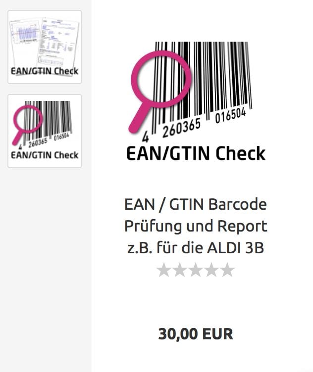 Sprawdzanie i raport kodów kreskowych EAN / GTIN dla shop.proof.de