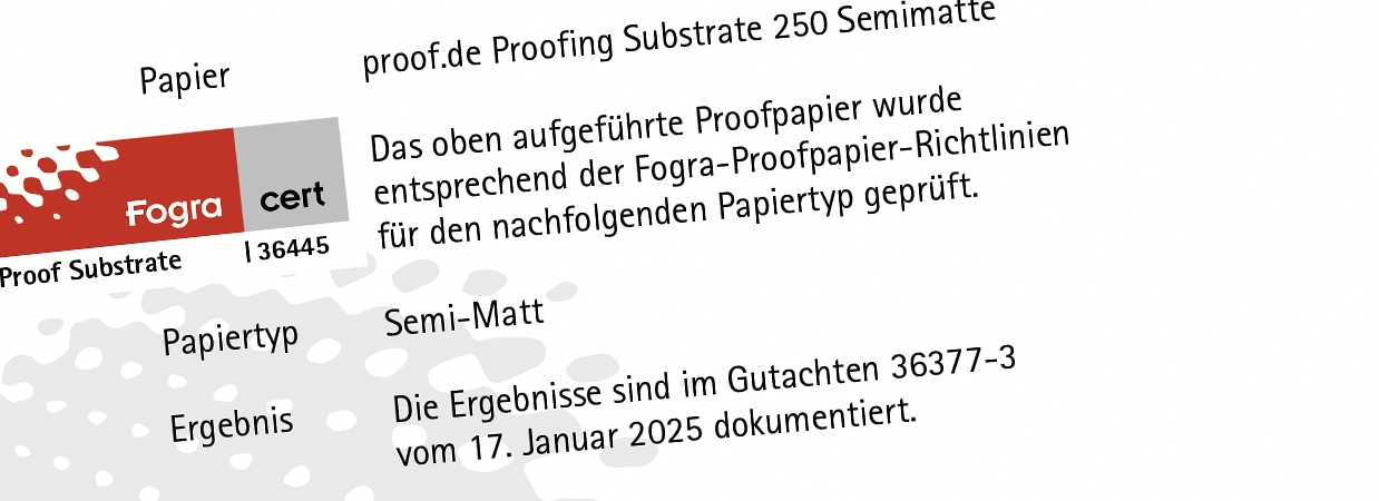 Neue Proofpapiere bei Proof.de, unter anderem Das proof.de Proofing Substrate 250 Semimatte